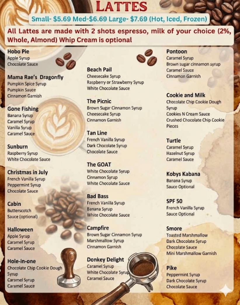 Mama Rae's Latte Menu